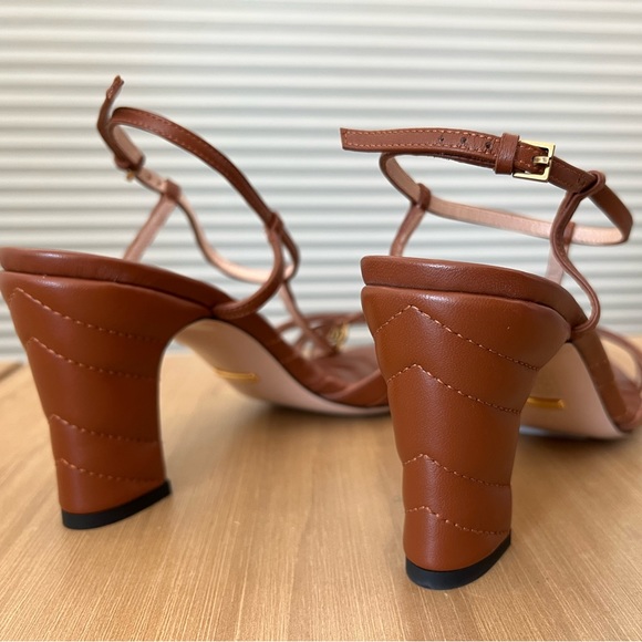 *SOLD* Gucci Brown Papaya Marmot GG T Strap Sandal Size 38 BNIB - Picture 4 of 6